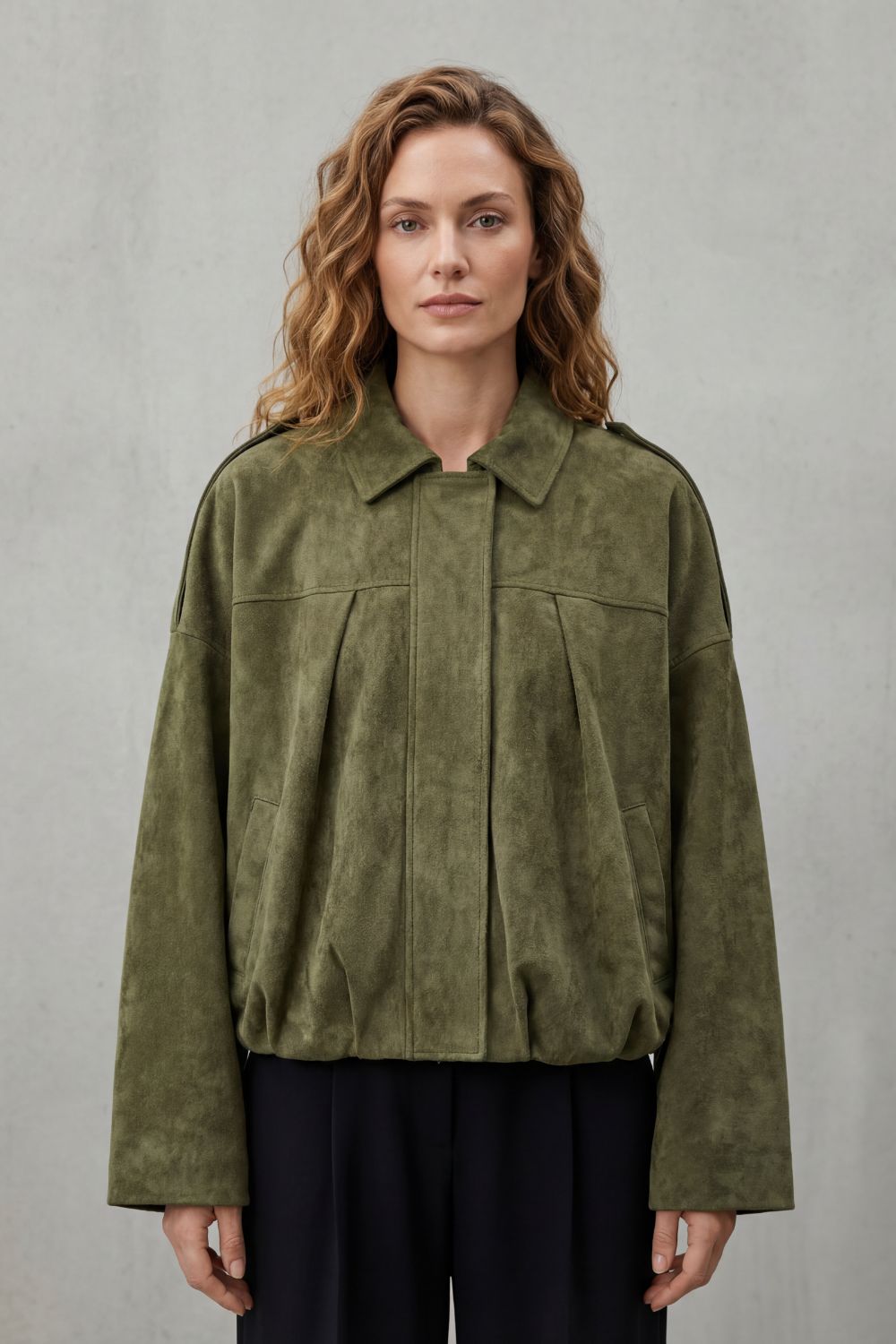 Women's Sculpted Volume Suede Bomber Jacket