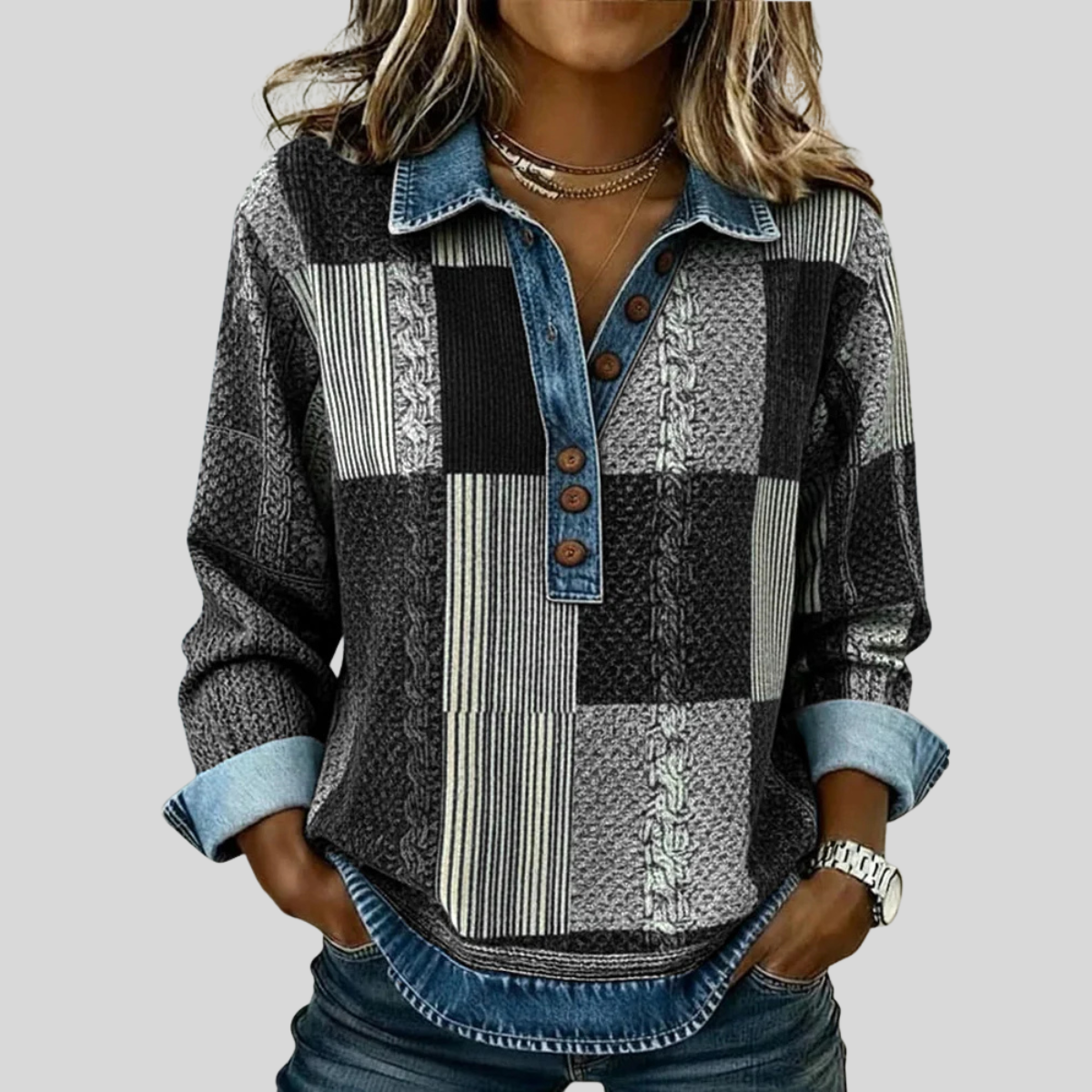 Meridell™ | Colorblock Print Sweatshirt