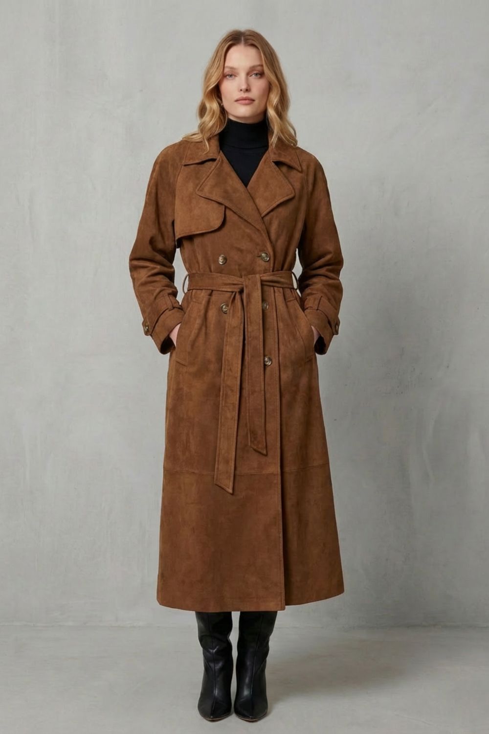 Women's Suede Elegance Trench Coat