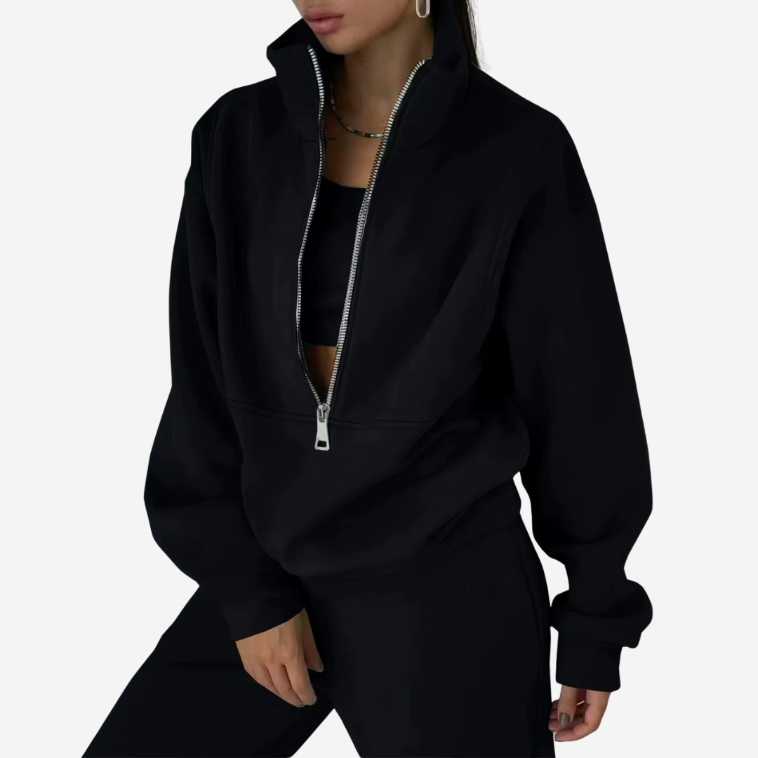 Women's Half-Zip Tracksuit Set with Long Sleeves