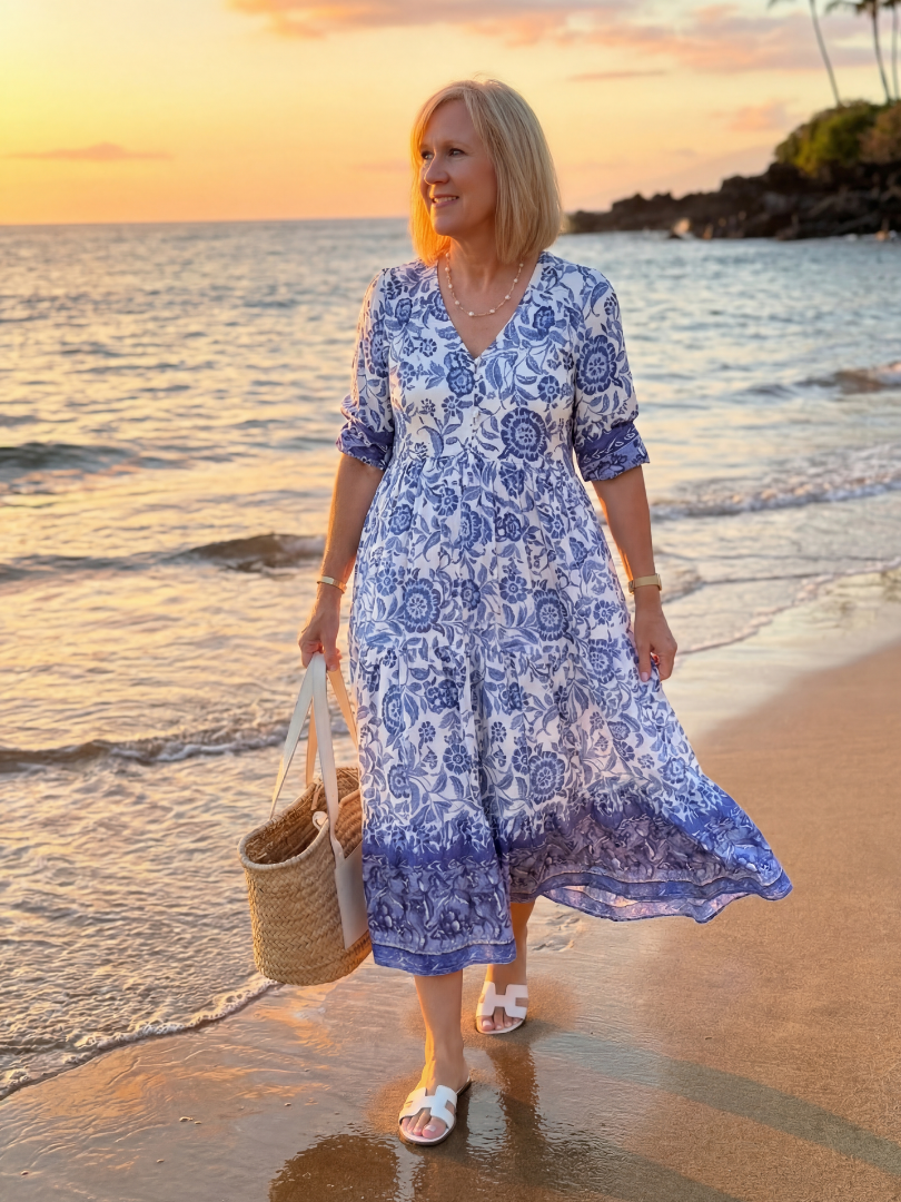 Rivaine™ | Porcelain Midi Dress