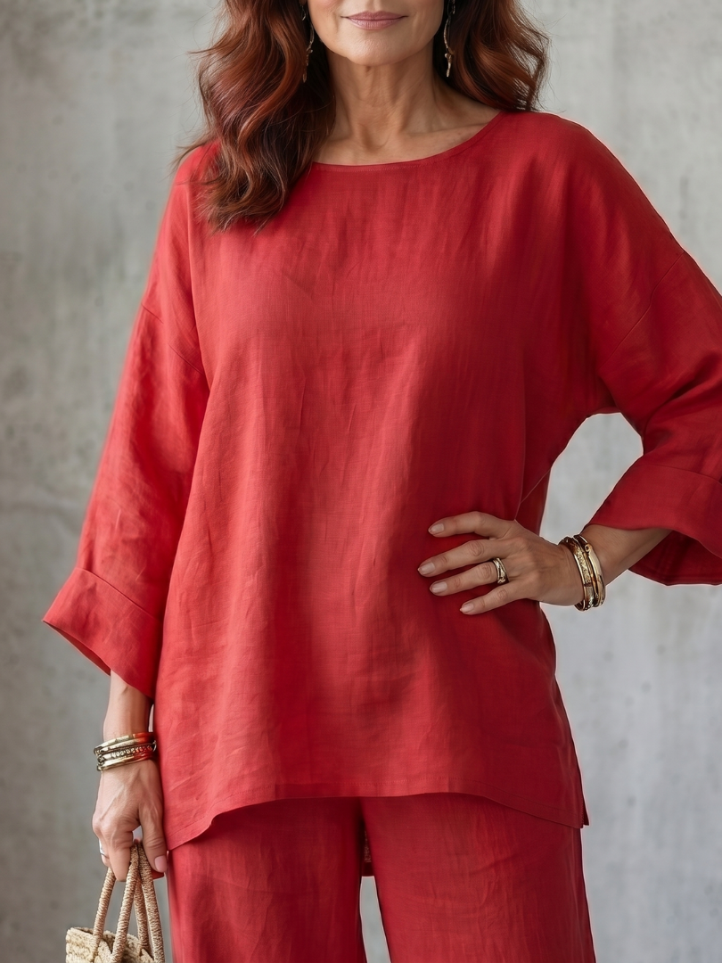 Avenelle™ | Oversized Tunic Wide Leg Pant Set