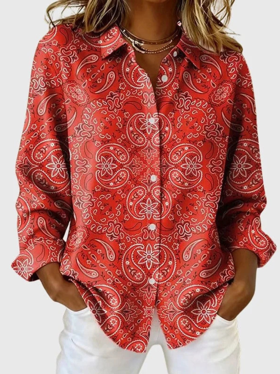 Katarina™ | Paisley Print Button-Up Blouse