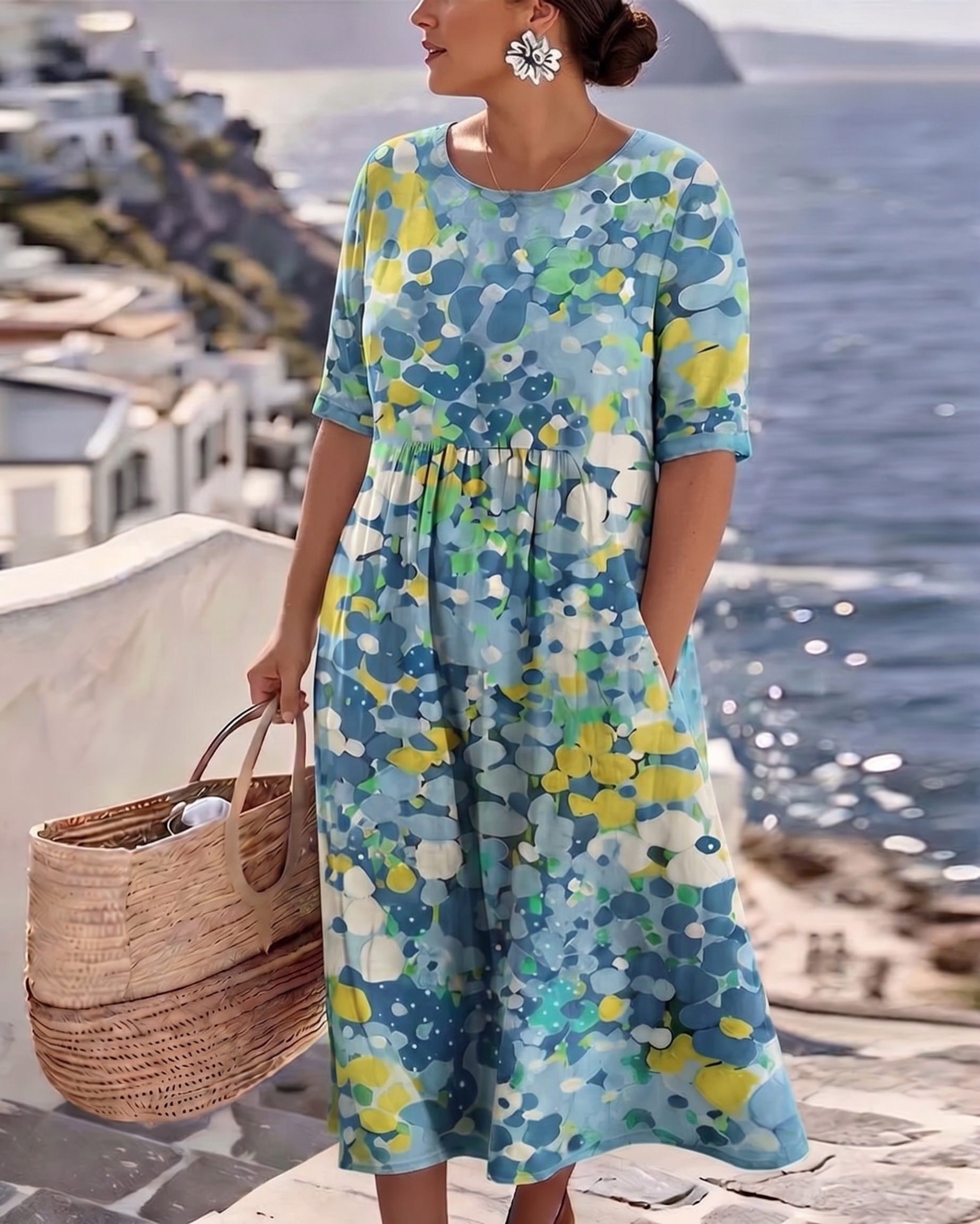 Floralie™ | Elegant Floral Summer Midi Dress