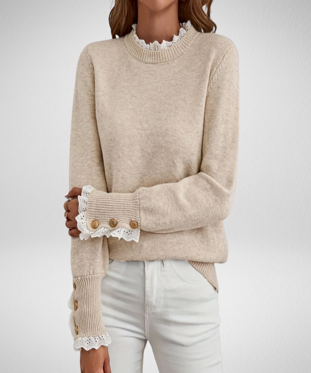 Maribel™ | Lace-Trim Elegant Sweater