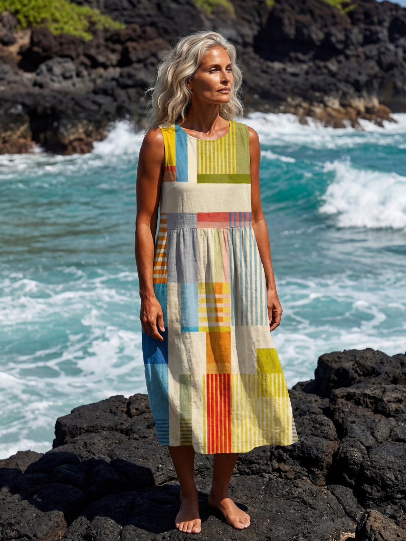 Lexara™ | Painted Block Midi Dress