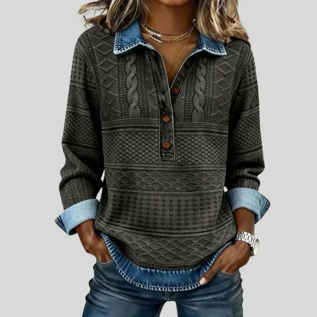 Marguerite™ | Vintage Cable Knit Collared Jumper
