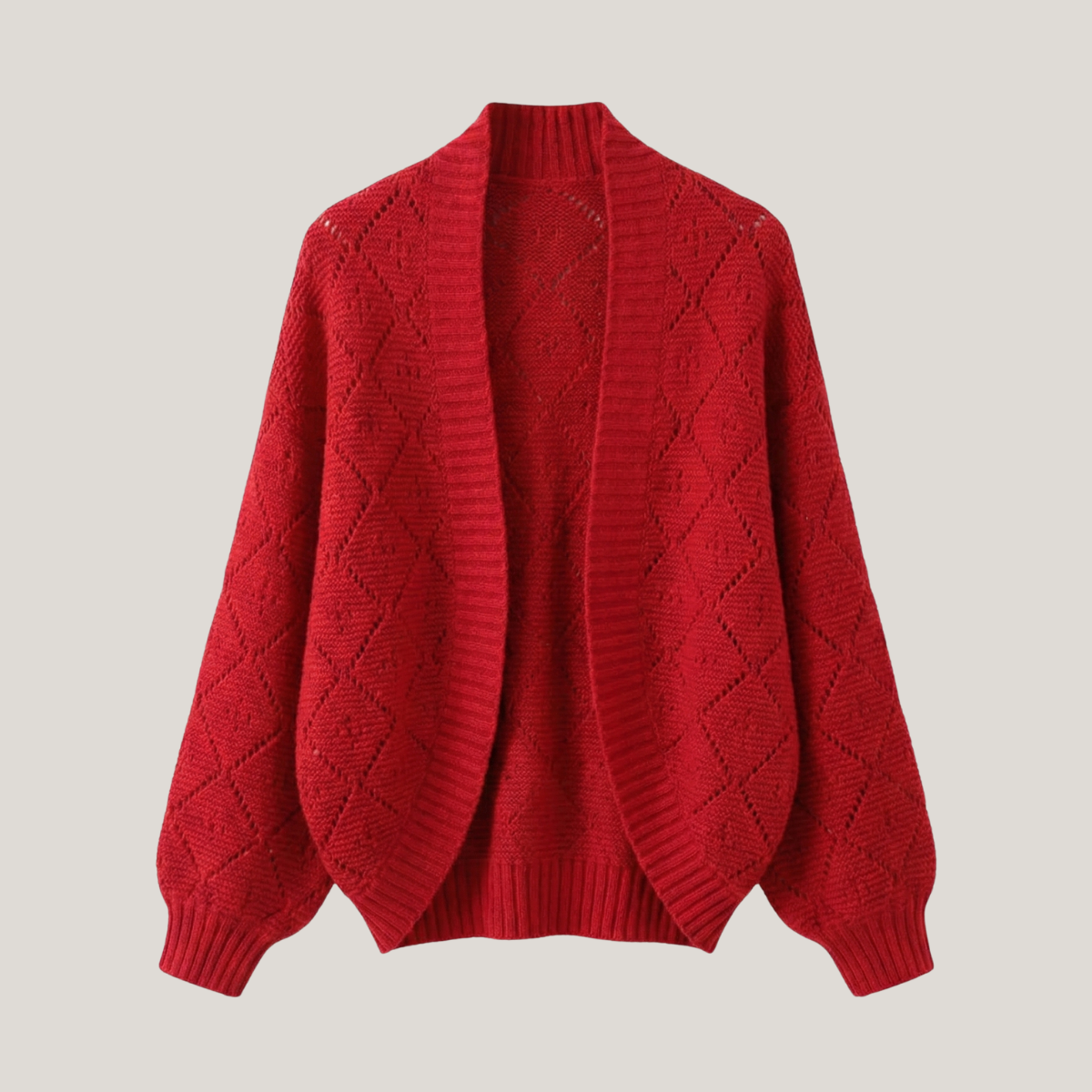 Ivessa™ | Open-Front Diamond Knit Cardigan
