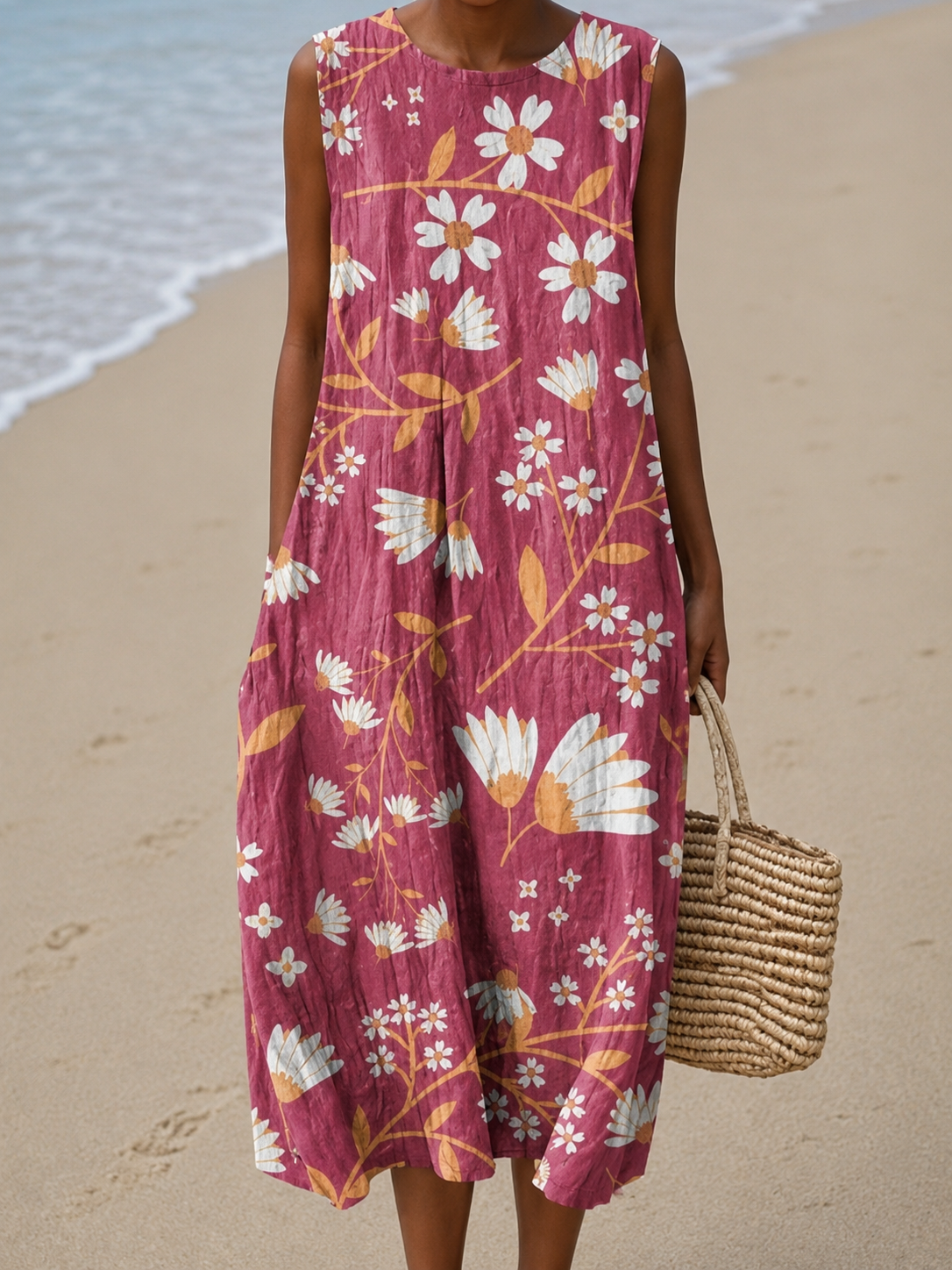 Susannah™ | Casual sleeveless printed midi dress