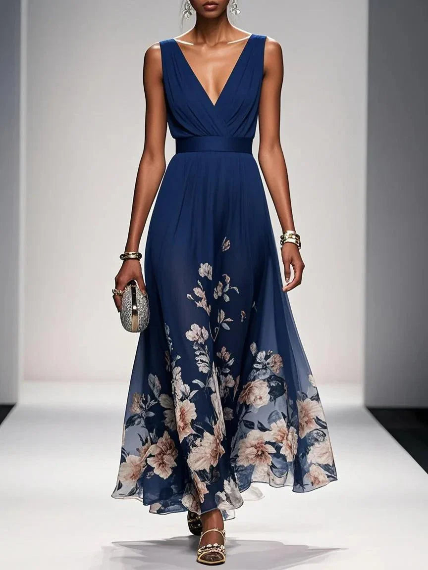 Vivienne™ | Floral V-Neck Maxi Dress