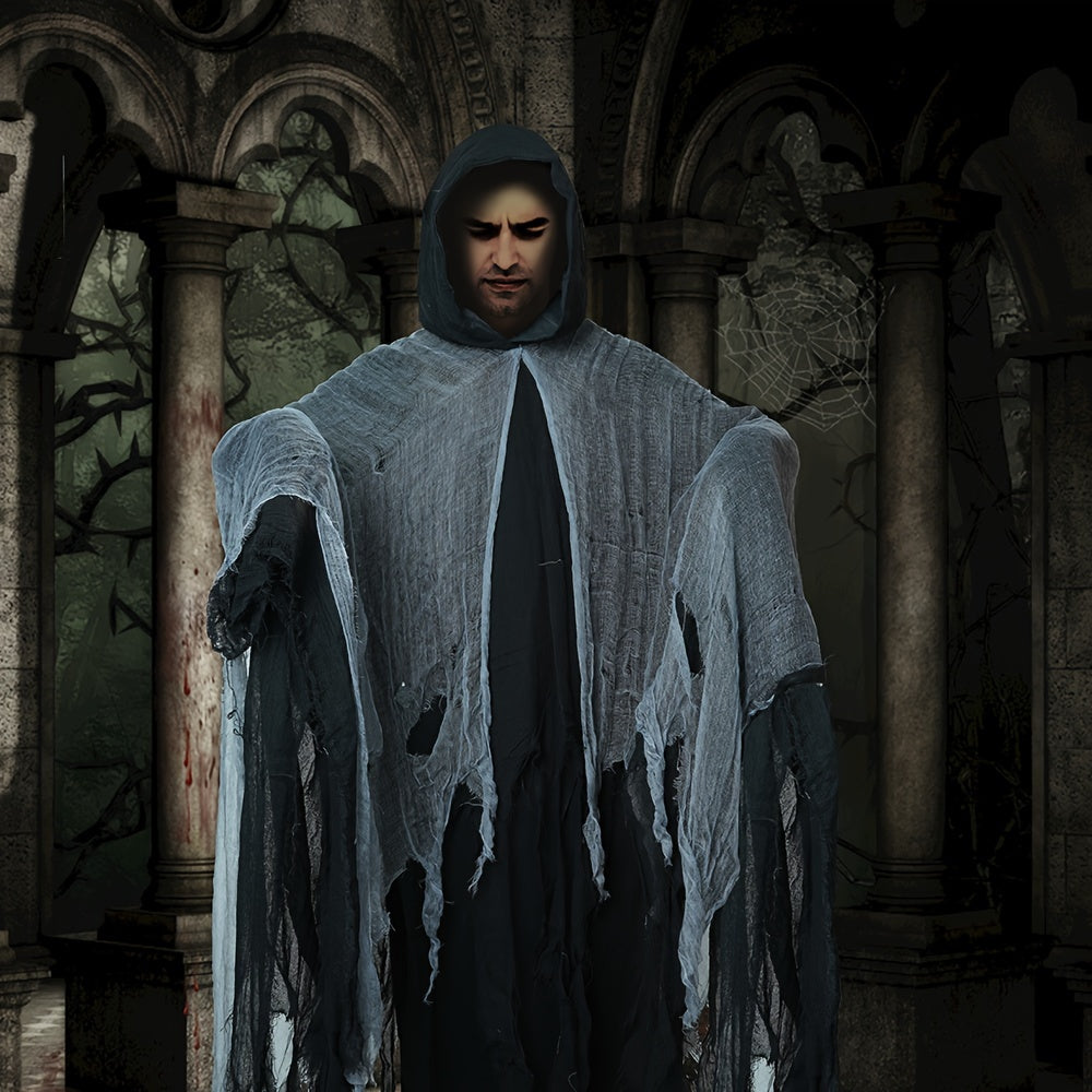 Women's Halloween Skeleton Hooded Cape & Mask