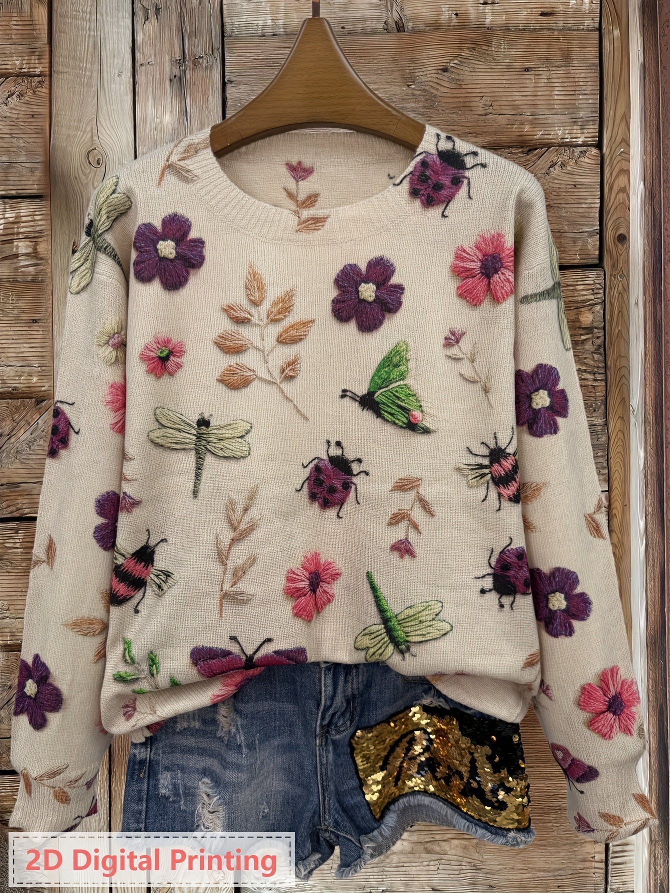 Esmé™ | Botanical Print Crewneck Sweater