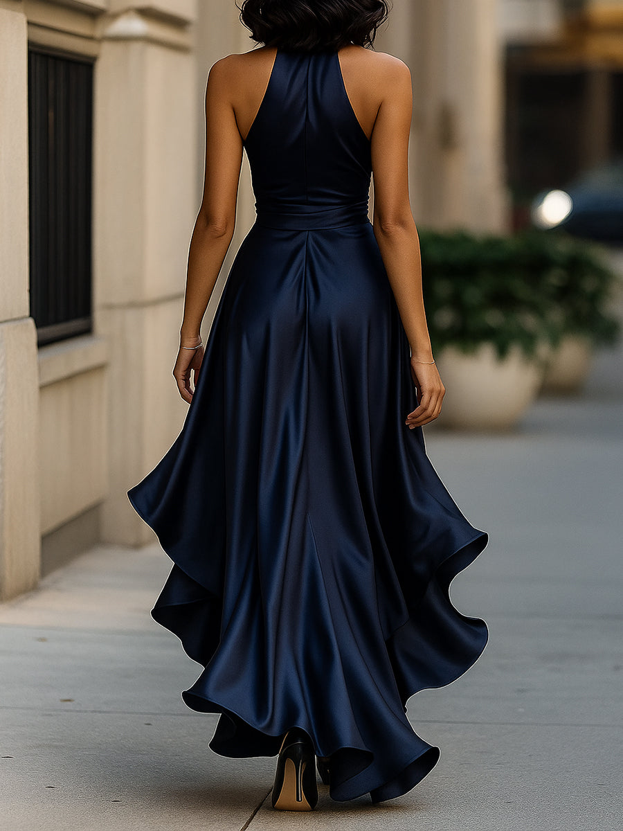 Evaine™ | Halter Neck Ruffle Evening Dress