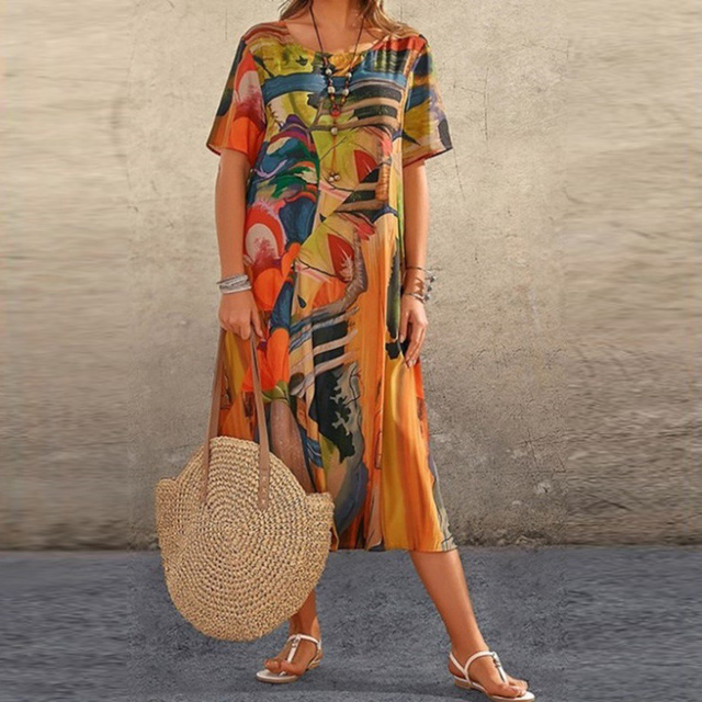 Priscilla™ | Women's Mid-Calf Short Sleeve Midi Dress