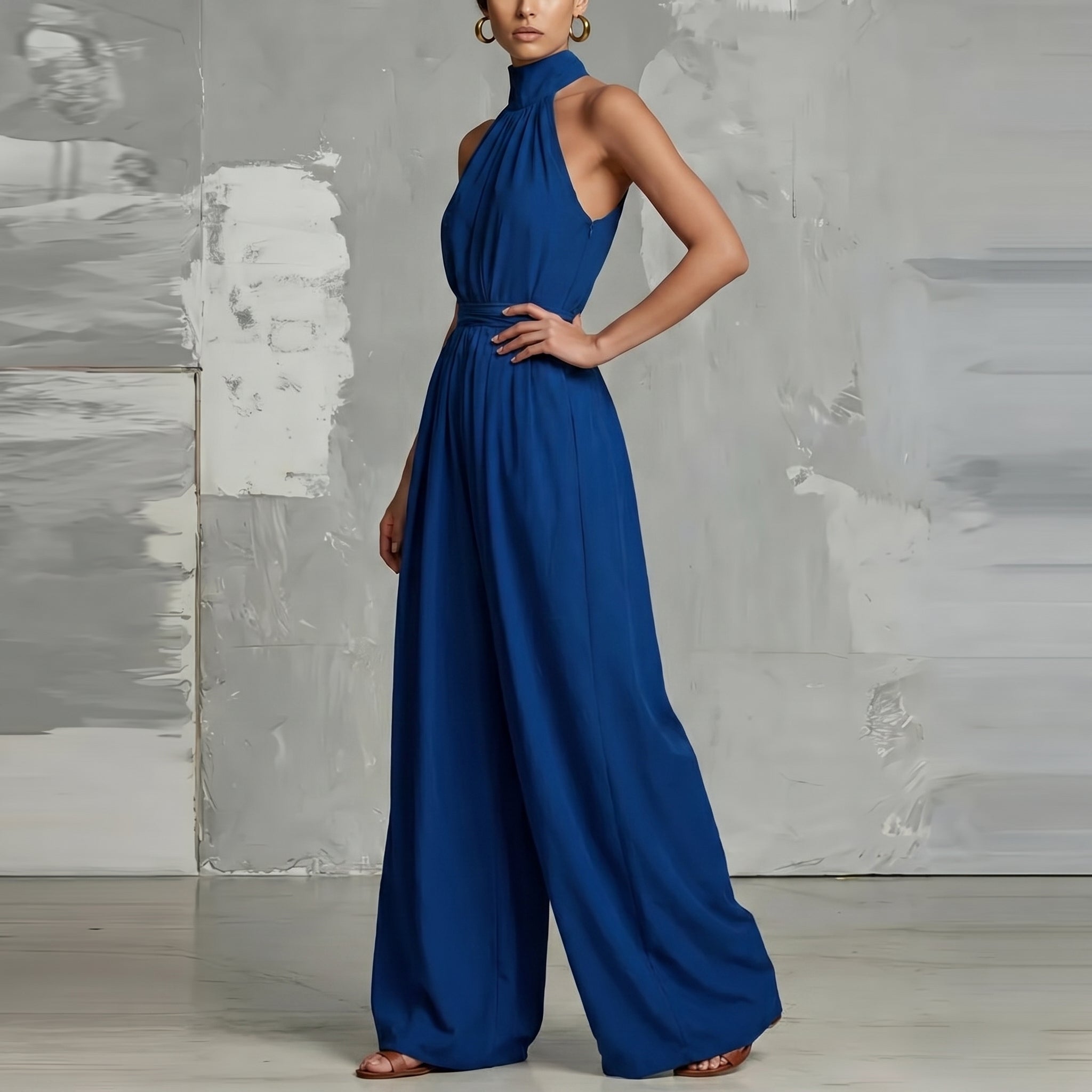 Laurel™ | Halter Neck Wide-Leg Jumpsuit