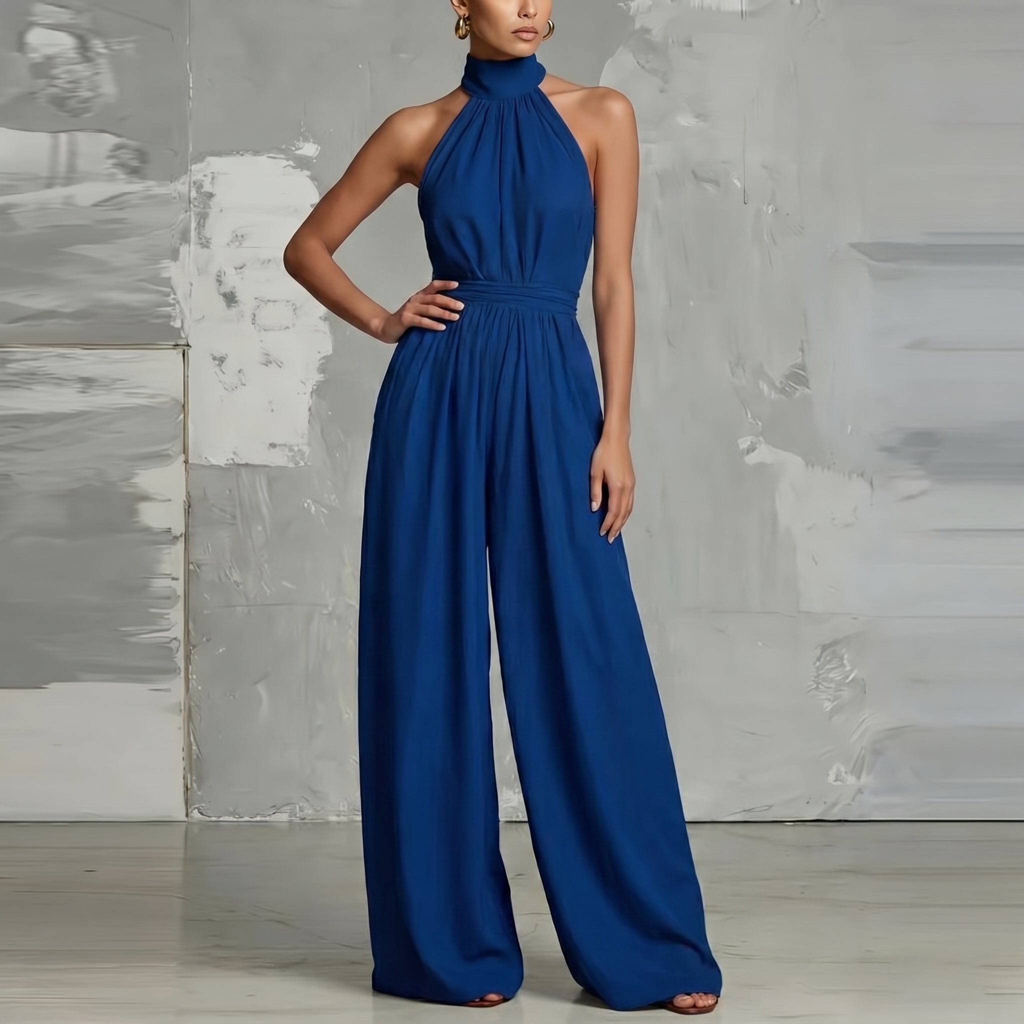 Laurel™ | Halter Neck Wide-Leg Jumpsuit