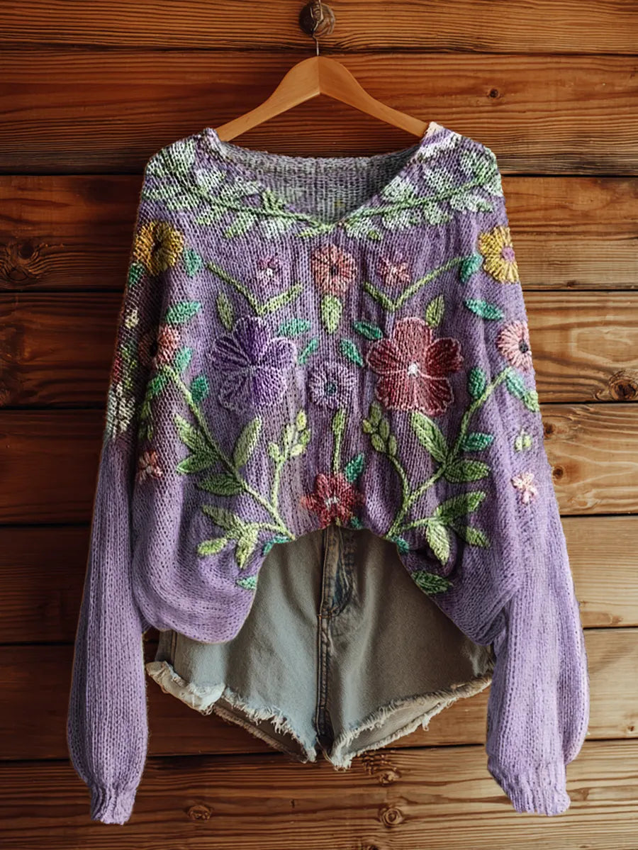 Serafine™ | Vintage Ethnic Floral Print Sweater
