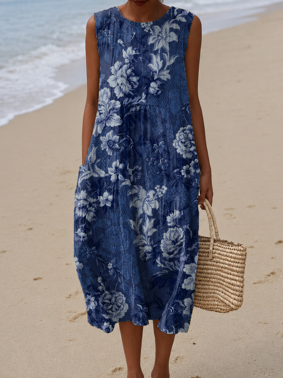 Pernelle™ | Sleeveless Printed Beach Midi Dress Loose