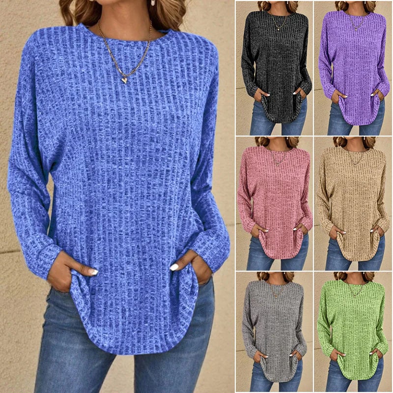 Mossette™ | Relaxed Long Sleeve Waffle-Knit Top