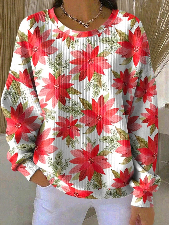 Noelle™ | Poinsettia Print Sweater