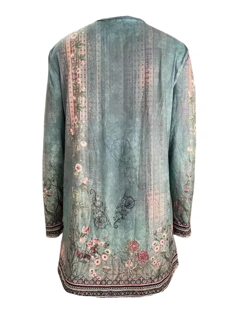 Marisole vintage floral print open front blouse jacket