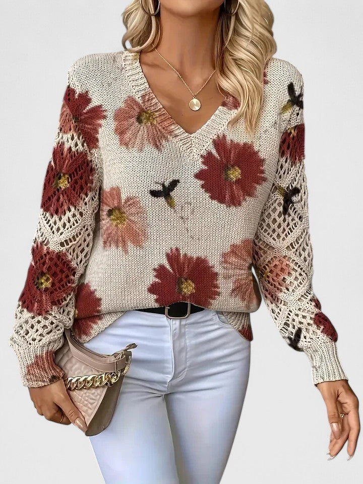 Camille™ | Floral Knit Pullover Sweater