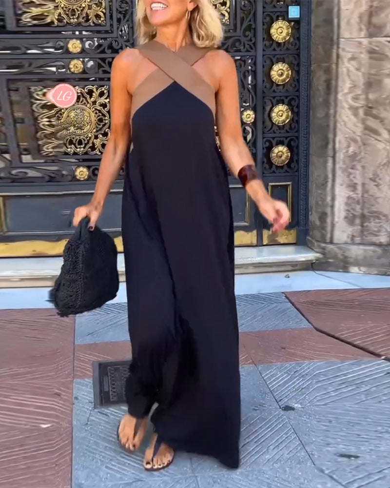 Leona™ | Crossover Halter Maxi Dress
