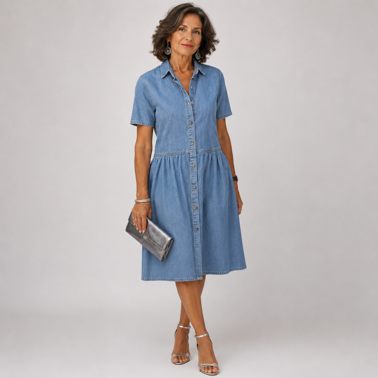 Marlina™ | Button-Front Chambray Shirt Dress