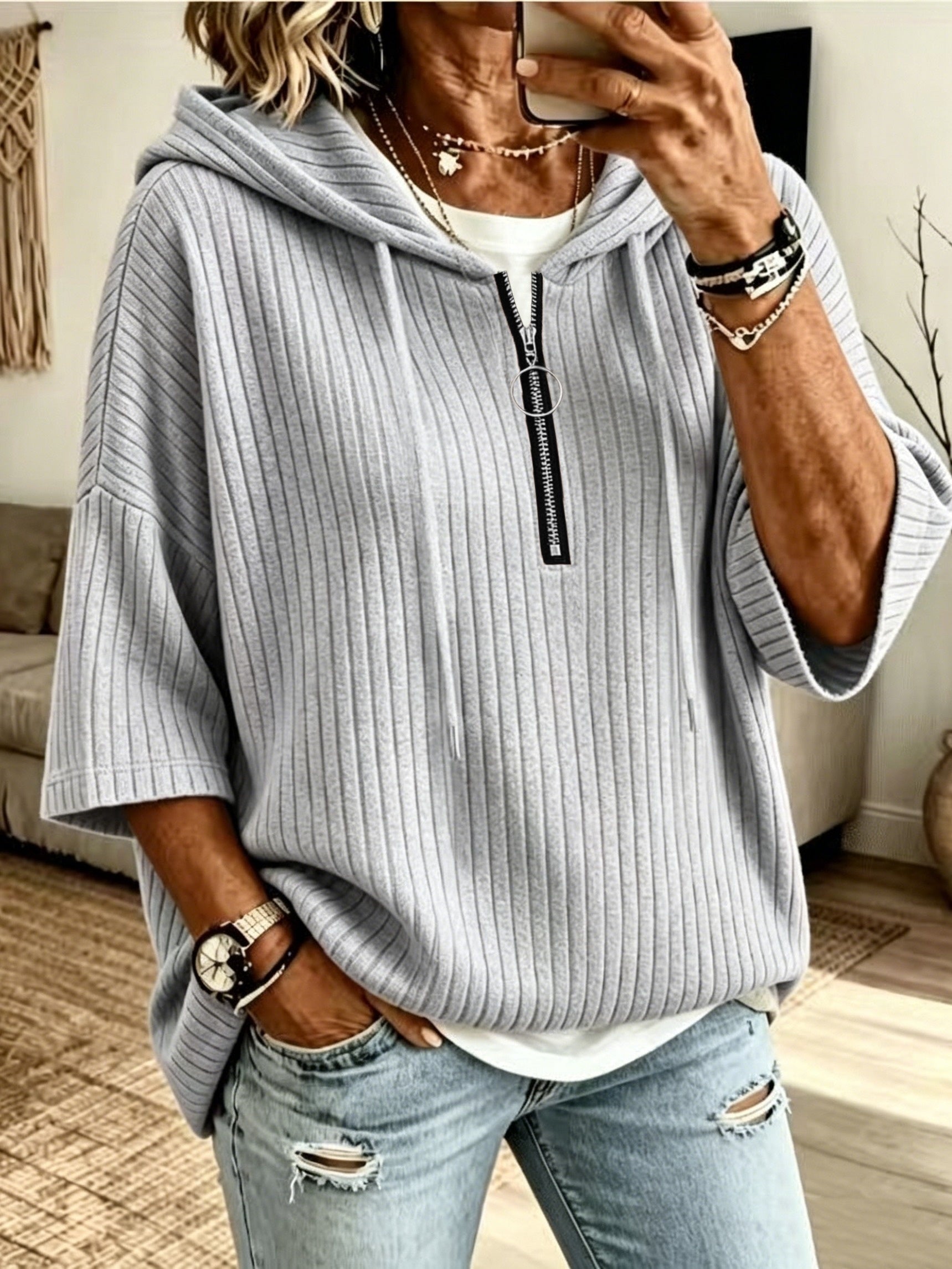 Moxie™ | Ribbed Hoodie with Zipper