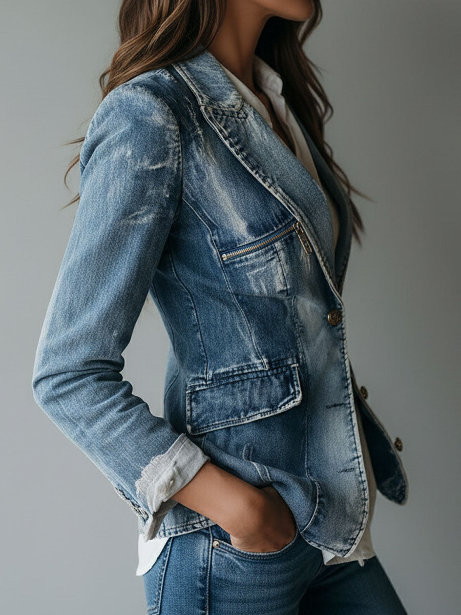 Evaine™ | Vintage Tailored Washed Blazer
