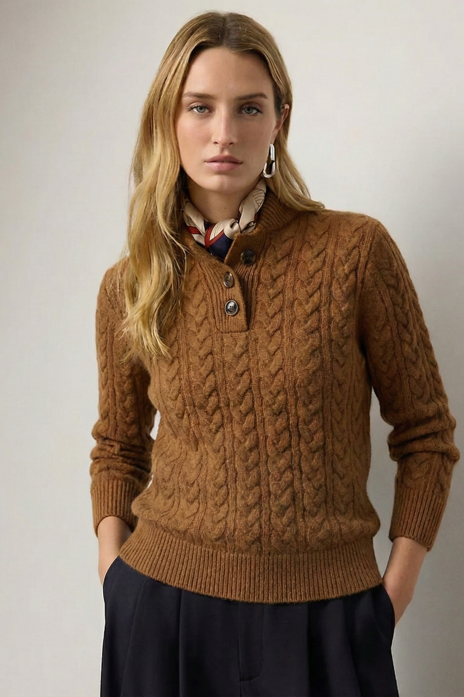 Women's Textured Cable Knit Sweater