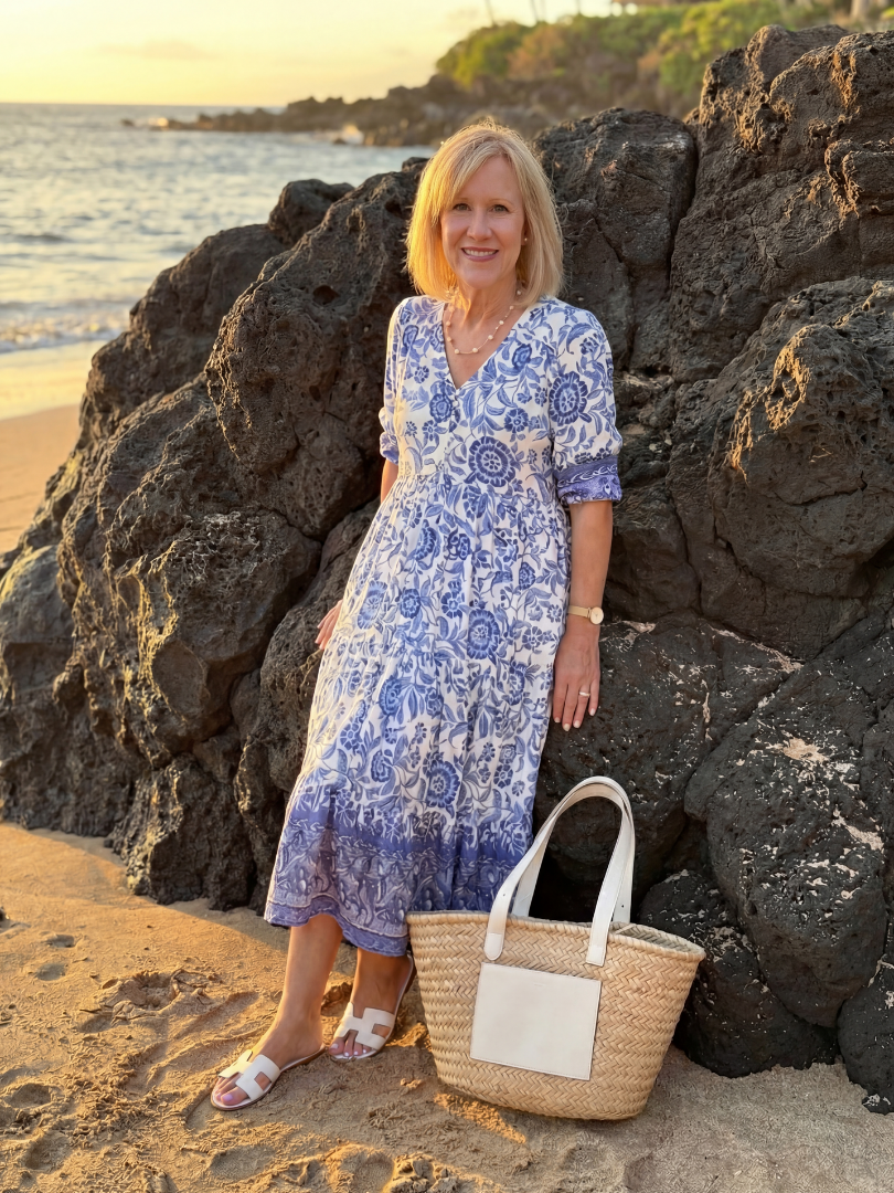 Rivaine™ | Porcelain Midi Dress