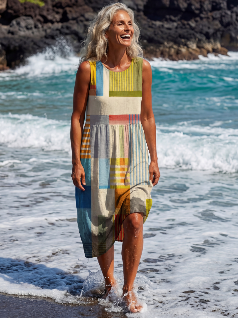 Lexara™ | Painted Block Midi Dress