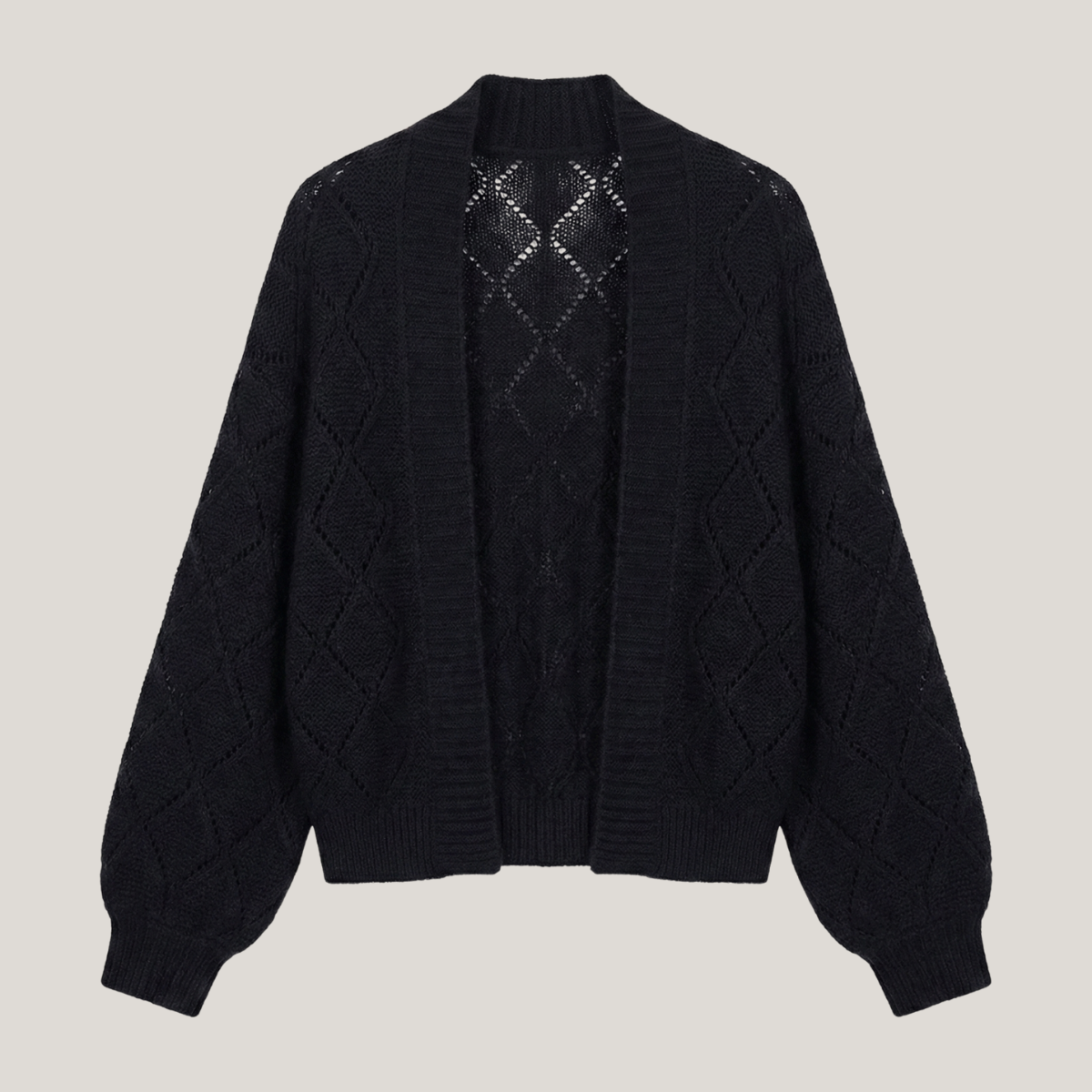 Ivessa™ | Open-Front Diamond Knit Cardigan