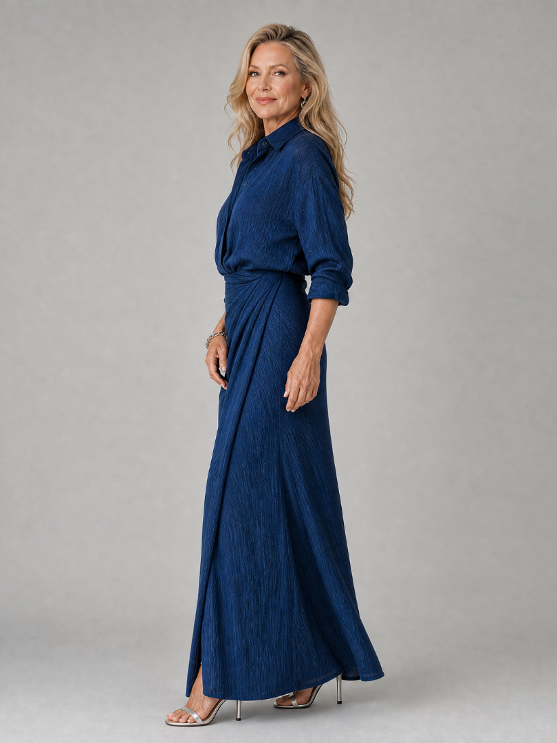 Janet | Women's Long Sleeve Wrap Front Maxi Dress