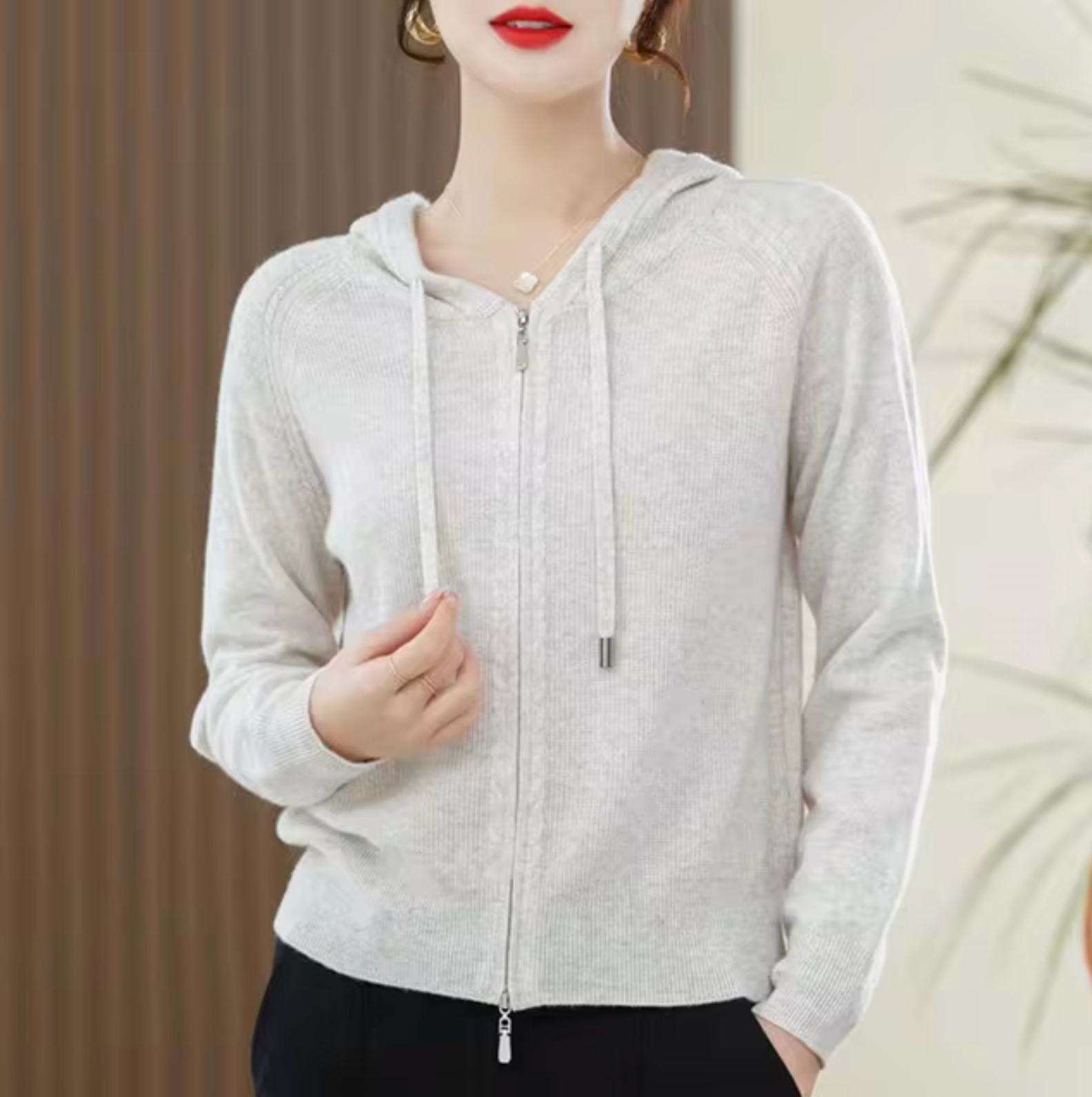 Nadia™ | Zip-Up Hooded Cardigan