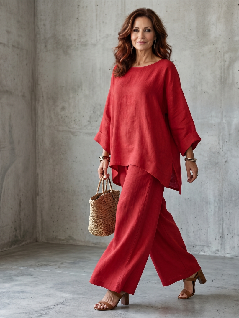 Avenelle™ | Oversized Tunic Wide Leg Pant Set