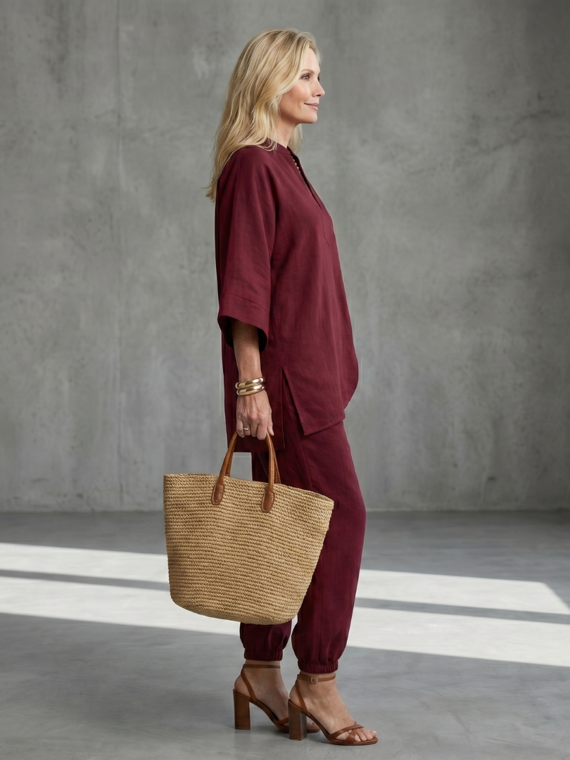 Oriana™ | V Neck Tunic & Gathered Trouser Set