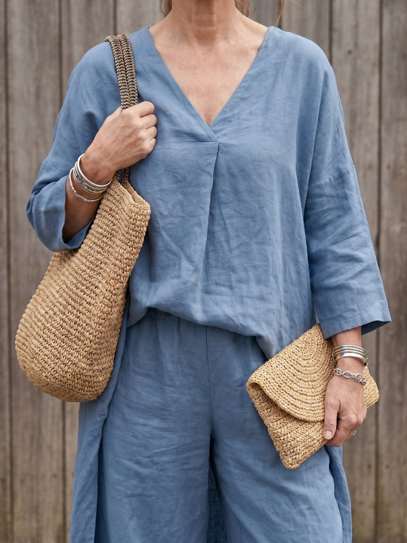 Vevaine™ | Loose Tunic Top & Wide Leg Pant Set