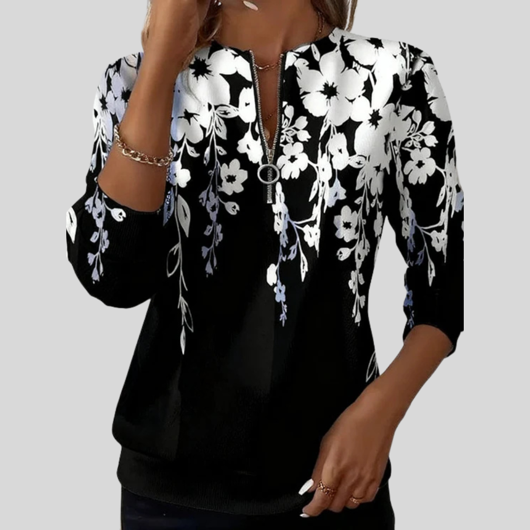 Crimson™ | Floral Print Zip Sweatshirt