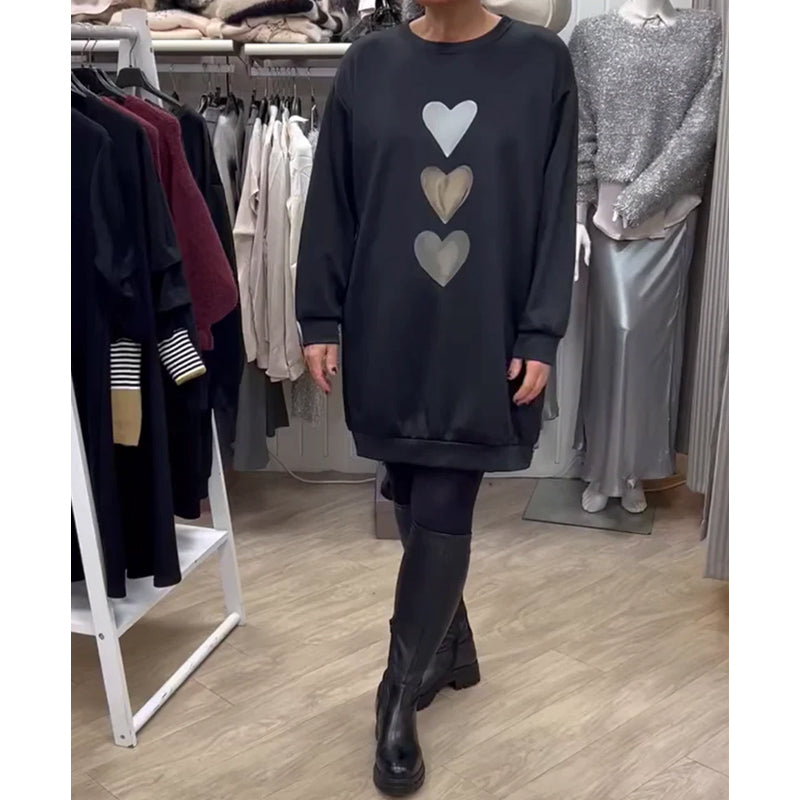 Jane | Elegant Heart Print Sweatshirt