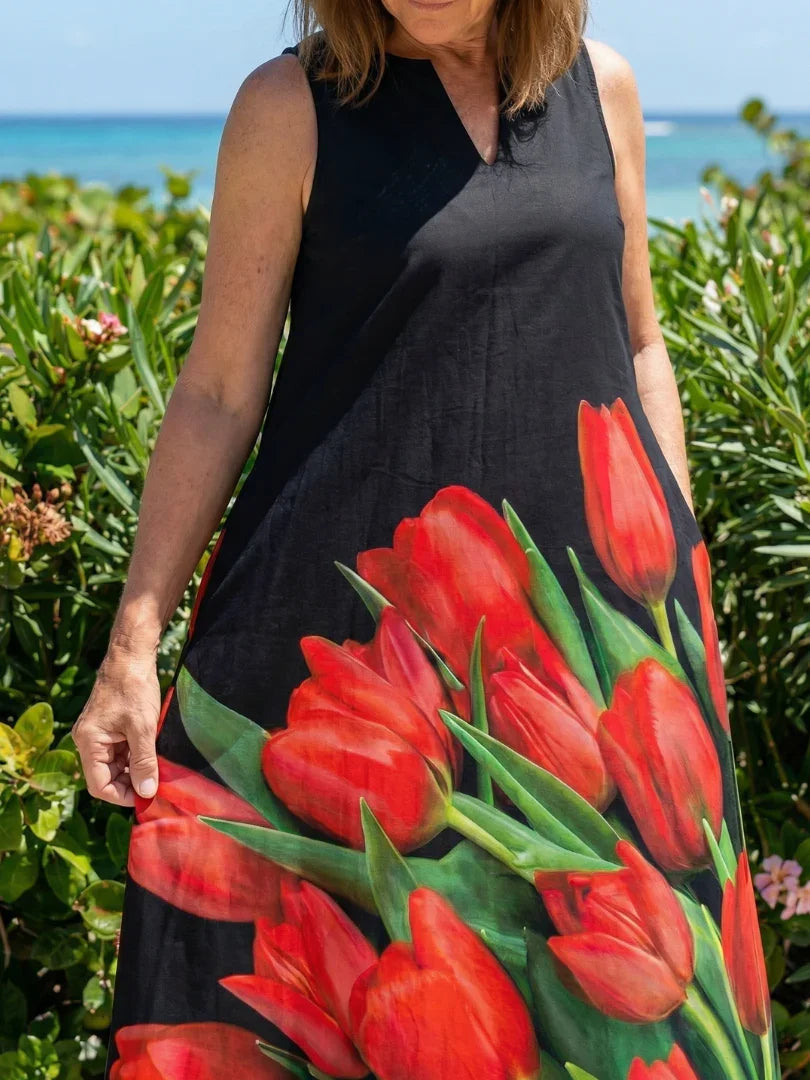 Florabel™ | Bold Tulip Maxi Dress