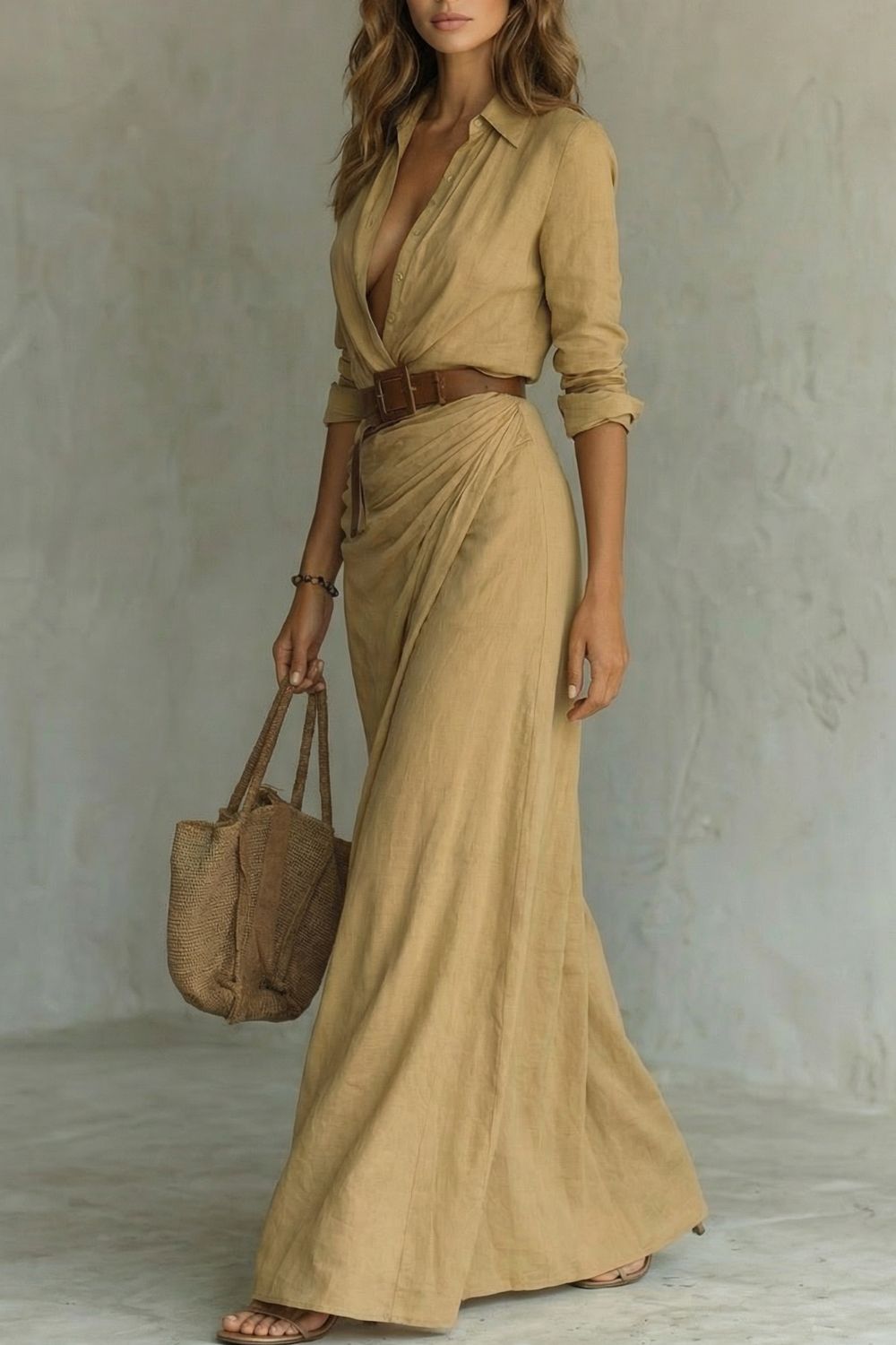 Florencia™ | Button-Down Wrap Belted Maxi Dress