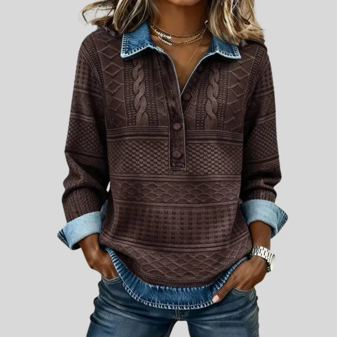 Marguerite™ | Vintage Cable Knit Collared Jumper