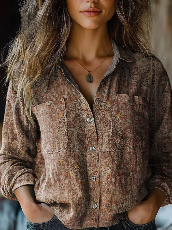 Taverna™ | Antique Paisley Relaxed Button-Down Blouse