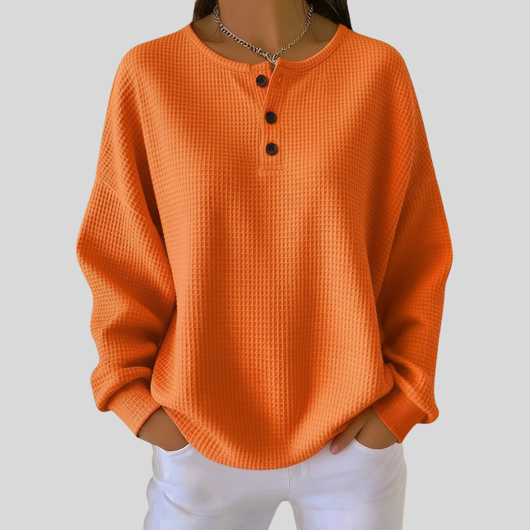 Nessa™ | Casual Henley Sweatshirt