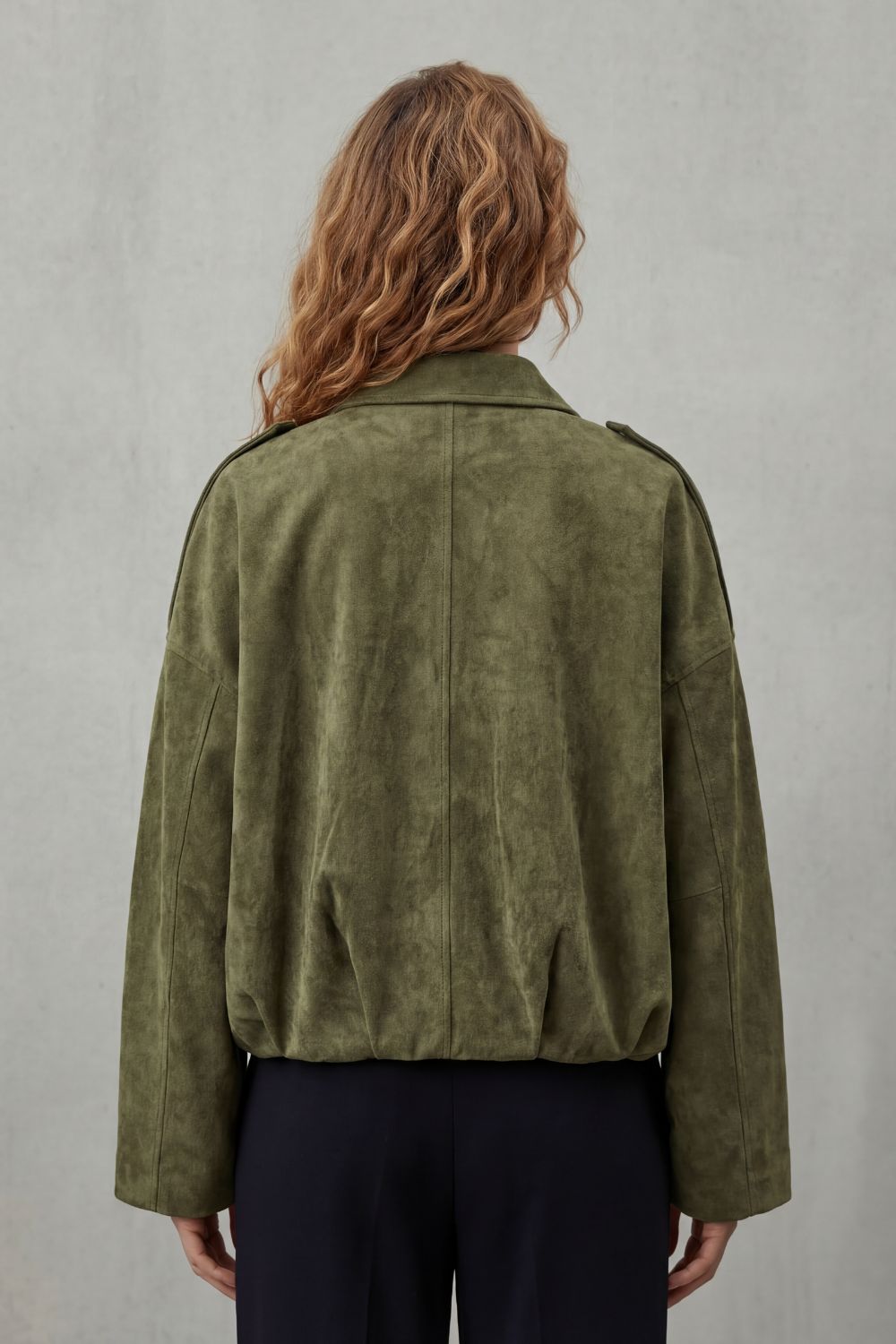 Women's Sculpted Volume Suede Bomber Jacket