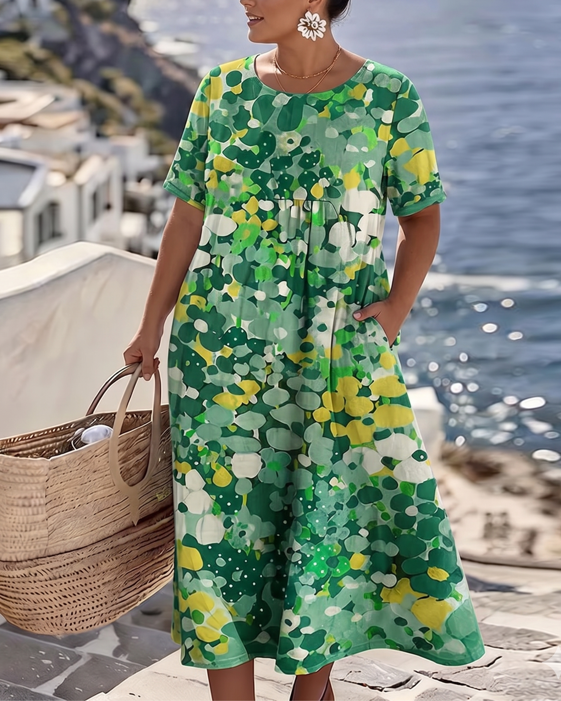 Floralie™ | Elegant Floral Summer Midi Dress