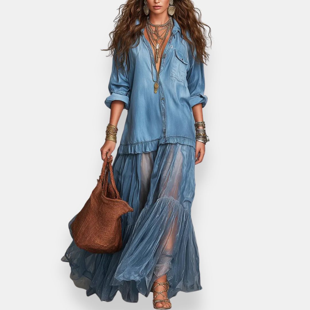 Maureen™ | Long Bohemian Ruffle Dress