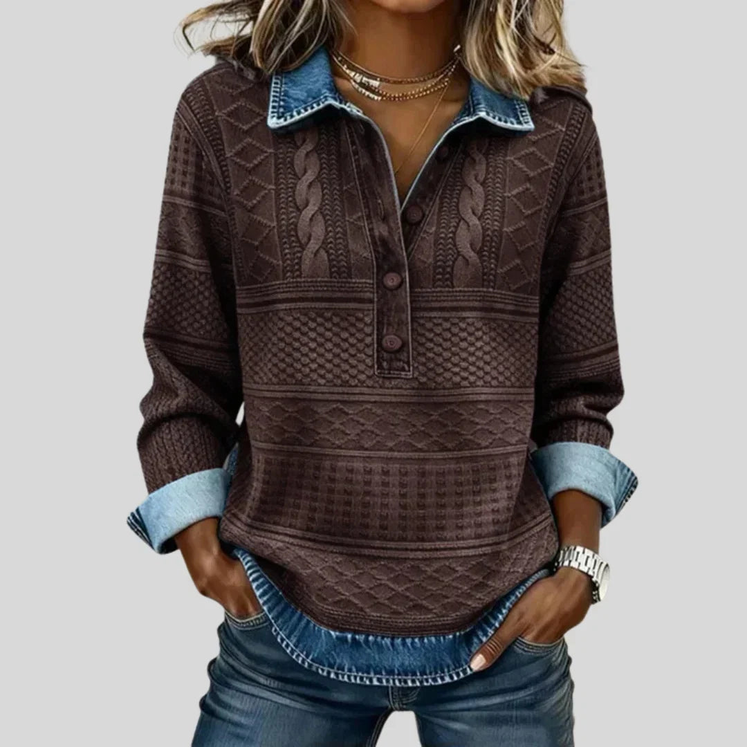 Mirabel™ | Vintage Cable Knit Collared Jumper